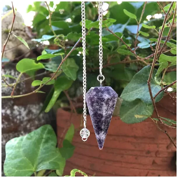 Lepidolit Pendul med Bjergkrystal til Intuition og Indre Ro