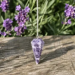 Lepidolit Pendul med Bjergkrystal til Intuition og Indre Ro