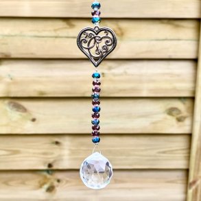 Feng Shui hjertehanger med glasprismer 40 cm  harmoni, krlighed og lys i hjemmet