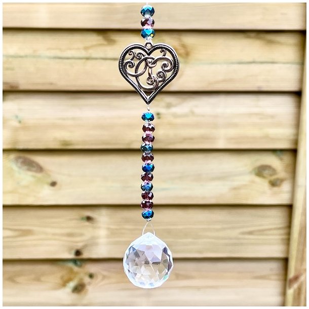 Feng Shui hjertehanger med glasprismer 40 cm � harmoni, k�rlighed og lys i hjemmet
