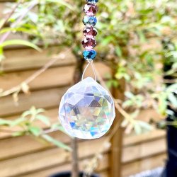Feng Shui hjertehanger med glasprismer 40 cm � harmoni, k�rlighed og lys i hjemmet