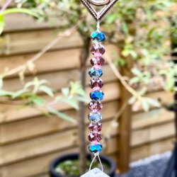 Feng Shui hjertehanger med glasprismer 40 cm  harmoni, krlighed og lys i hjemmet