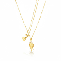 Forgyldt st�lhalsk�de med Horus� �je vedh�ng 42 cm � symbol p� beskyttelse og klarhed