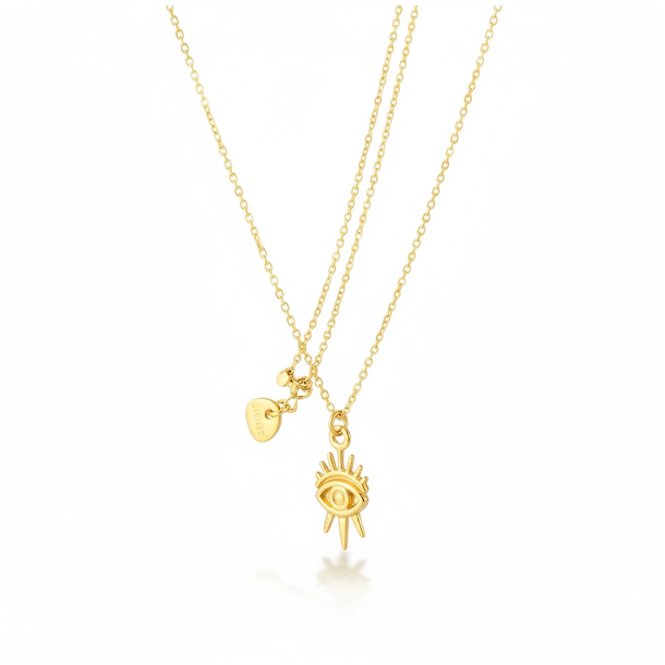 Forgyldt stlhalskde med Horus je vedhng 42 cm  symbol p beskyttelse og klarhed