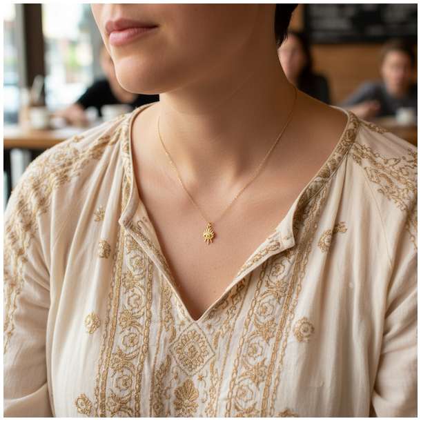 Forgyldt stlhalskde med Horus je vedhng 42 cm  symbol p beskyttelse og klarhed