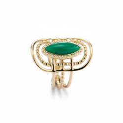 Elegant forgyldt ring med gr�n aventurin � harmoni &amp; hjerteenergi