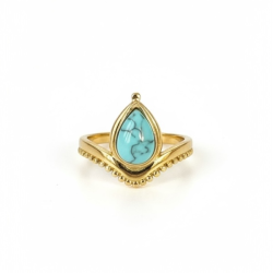 Smuk forgyldt stlring med bl howlit  justerbar spirituel ring i drbeform