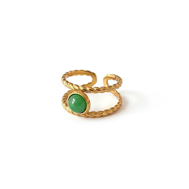 Smuk spirituel forgyldt stlring med grn aventurin  justerbar og elegant