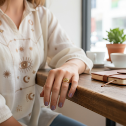 Justerbar forgyldt stlring med hjerter og sm kunstperler  elegant og feminin