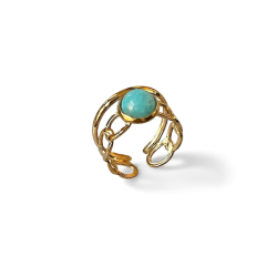 Spirituel justerbar forgyldt st�lring med turkis kvarts � elegant og energifyldt