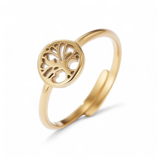 Spirituel Forgyldt Ring med Tree of Life Symbol  Livets Energi