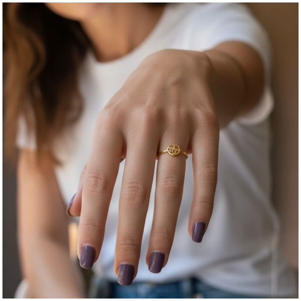 Spirituel Forgyldt Ring med Tree of Life Symbol � Livets Energi