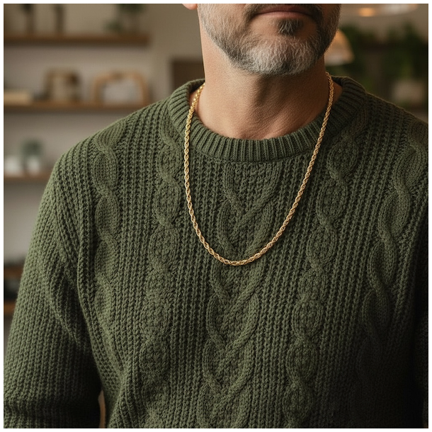 Forgyldt snoet halsk�de i st�l � maskulin &amp; tidl�s unisex k�de