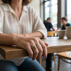 Forgyldt tiara-ring med drbeformet bl howlit  justerbar spirituel elegance