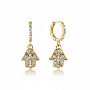 Forgyldte Creoler med Hamsah�nd og Rhinsten � Beskyttelsens Energi