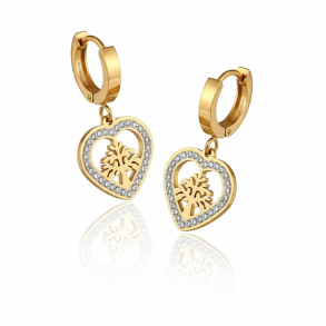 Forgyldte hjerte�reringe med Tree of Life og rhinsten � spirituelt og elegant design