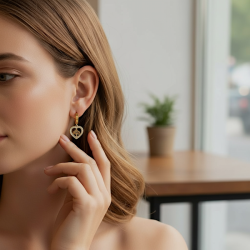 Forgyldte hjerte�reringe med Tree of Life og rhinsten � spirituelt og elegant design