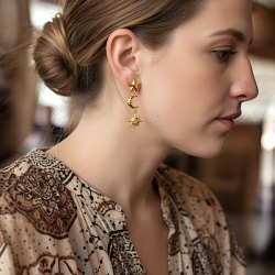 Smukke forgyldte restikker med vedhng  sol, mne og stjerner i spirituelt design