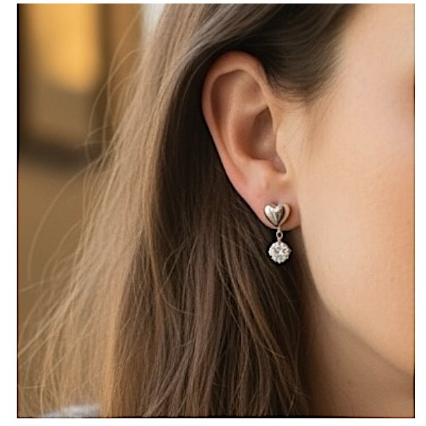 Smukke fors�lvede �restikker med vedh�ng � hjerte og rhinsten i spirituelt design