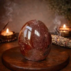 R�d granat freeform Unika 9 x 7,7 cm � jordende krystal for styrke og livskraft (A)