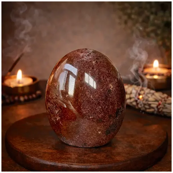 R�d granat freeform Unika 9 x 7,7 cm � jordende krystal for styrke og livskraft (A)