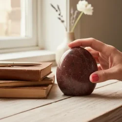 R�d granat freeform Unika 9 x 7,7 cm � jordende krystal for styrke og livskraft (A)