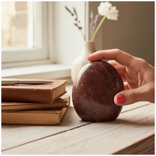 R�d granat freeform Unika 9 x 7,7 cm � jordende krystal for styrke og livskraft (A)