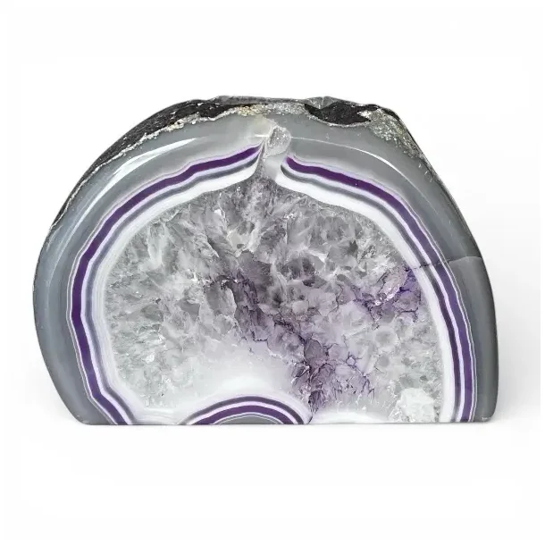 Lilla agat lysestage � unik fyrfadsstage i krystal med ro &amp; dybde