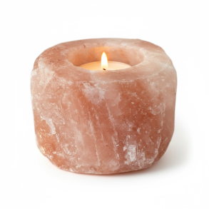 Himalaya salt krystal fyrfadsstager 7-9 cm  unik hndlavet belysning og ren atmosfre