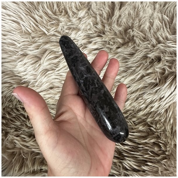 Indigo gabbro healerstav, M�l 14,6 x 3 cm