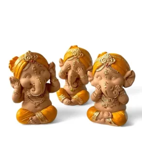 Unikke Baby Ganesha Trio Statuer � Spirituel Zen Dekoration og Lykkebringende Gaveid�