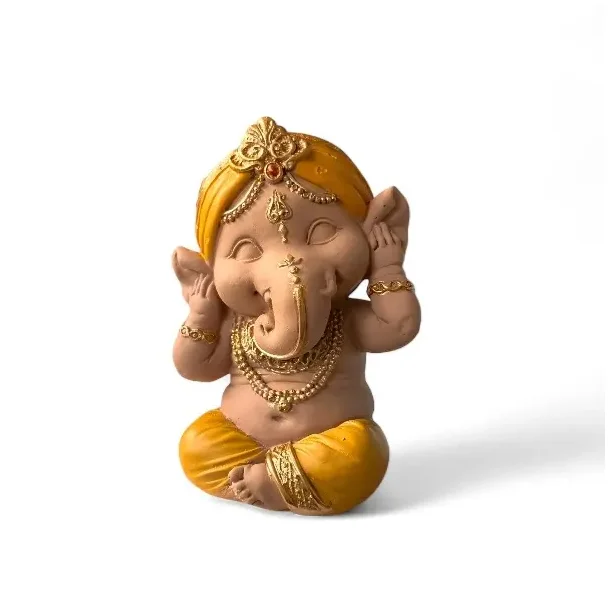 Unikke Baby Ganesha Trio Statuer  Spirituel Zen Dekoration og Lykkebringende Gaveid