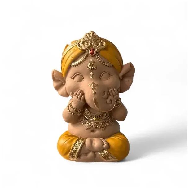 Unikke Baby Ganesha Trio Statuer  Spirituel Zen Dekoration og Lykkebringende Gaveid