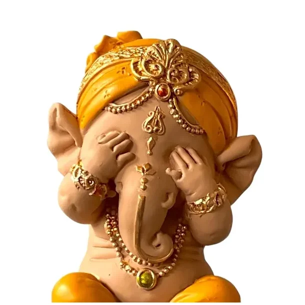 Unikke Baby Ganesha Trio Statuer  Spirituel Zen Dekoration og Lykkebringende Gaveid