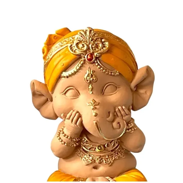 Unikke Baby Ganesha Trio Statuer  Spirituel Zen Dekoration og Lykkebringende Gaveid