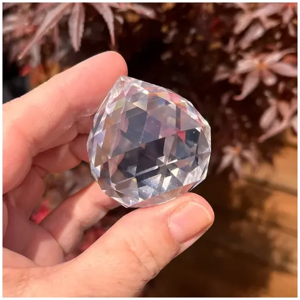 Facetslebet regnbuekrystal i glas 4 cm  feng shui solfanger til vindue