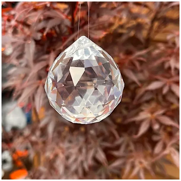 Facetslebet regnbuekrystal i glas 4 cm � feng shui solfanger til vindue