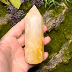 Unikt Golden Healer trn 11 x 3,7 cm  234 g krystal til healing, klarhed og hj vibration