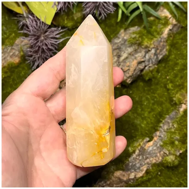 Unikt Golden Healer trn 11 x 3,7 cm  234 g krystal til healing, klarhed og hj vibration