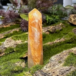 Unikt Golden Healer trn 13 x 4,3 cm  265 g krystal til healing, klarhed og hj vibration