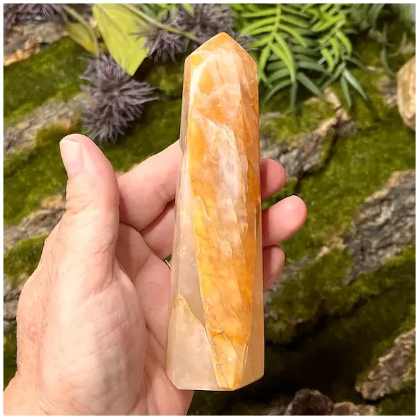 Unikt Golden Healer trn 13 x 4,3 cm  265 g krystal til healing, klarhed og hj vibration