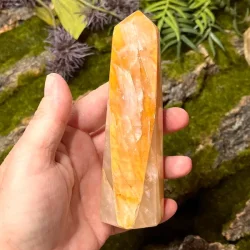 Unikt Golden Healer trn 13 x 4,3 cm  265 g krystal til healing, klarhed og hj vibration