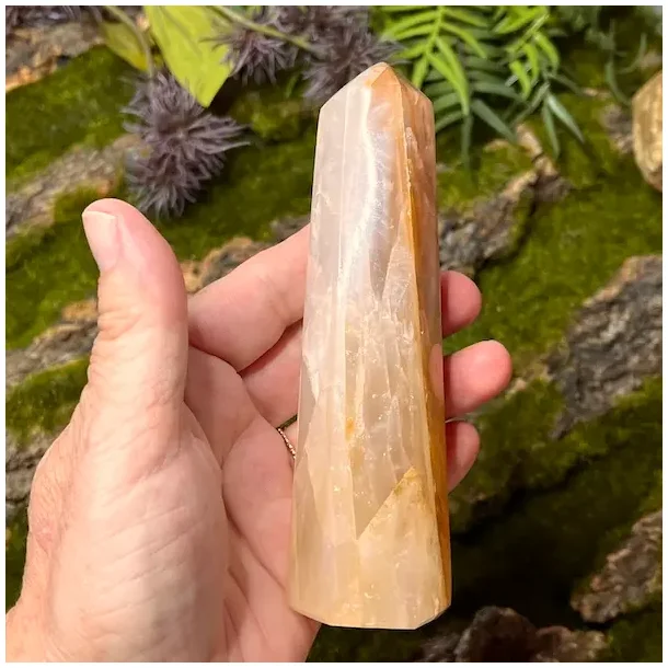 Unikt Golden Healer trn 13 x 4,3 cm  265 g krystal til healing, klarhed og hj vibration