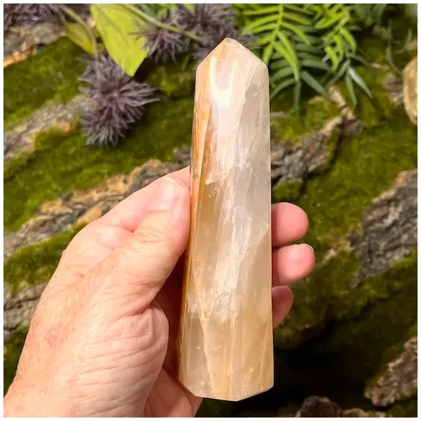 Unikt Golden Healer trn 13 x 4,3 cm  265 g krystal til healing, klarhed og hj vibration