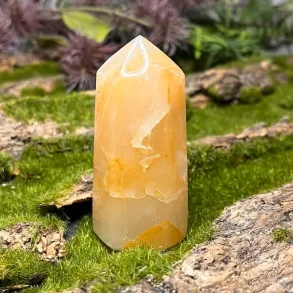 Unikt Golden Healer trn 8,1 x 3,5 cm  128 g krystal til healing, klarhed og hj vibration