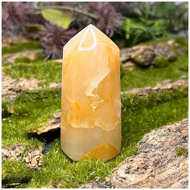 Unikt Golden Healer trn 8,1 x 3,5 cm  128 g krystal til healing, klarhed og hj vibration