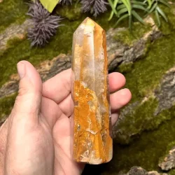 Unikt Golden Healer trn 12 x 3,7 cm  215 g krystal til healing, klarhed og hj vibration