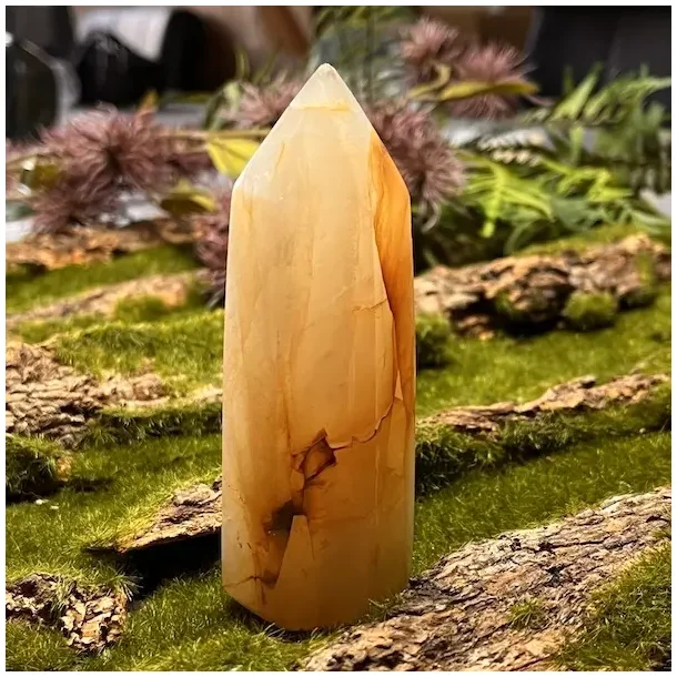 Unikt Golden Healer trn 11 x 3,7 cm  234 g krystal til healing, klarhed og hj vibration