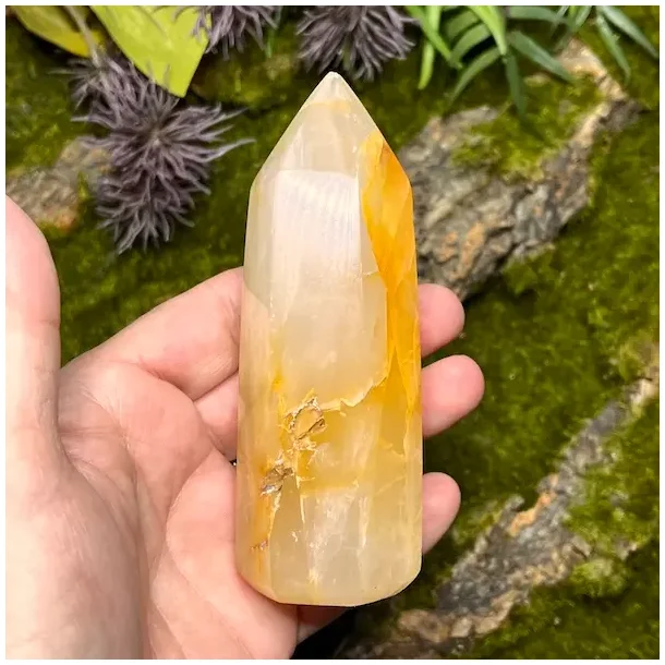 Unikt Golden Healer trn 11 x 3,7 cm  234 g krystal til healing, klarhed og hj vibration