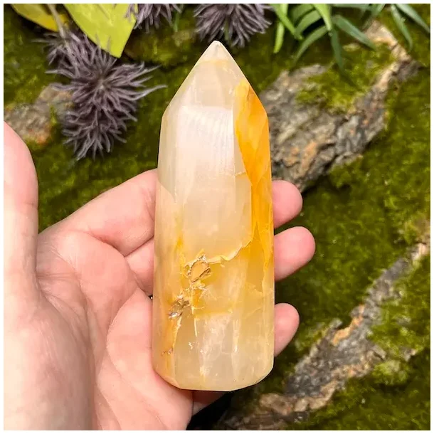 Unikt Golden Healer trn 11 x 3,7 cm  234 g krystal til healing, klarhed og hj vibration